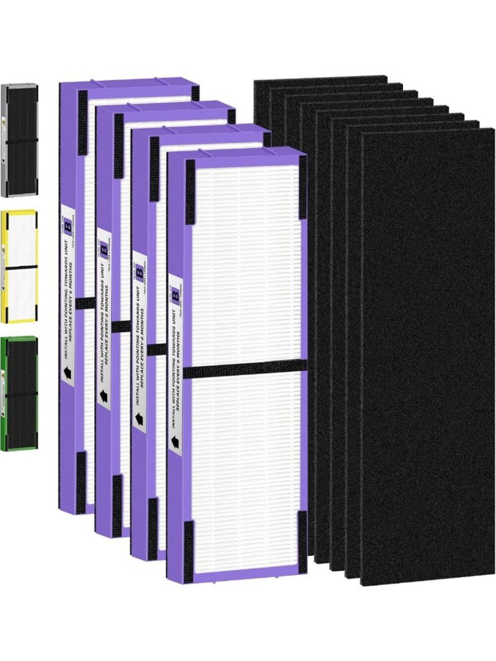 HEPA Filter B Replacement for G-Guardian Air Purifier - 4 True HEPA & 8 Carbon